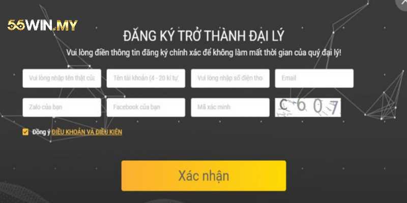 Đăng ký thông tin theo mẫu tuyển dụng 55WIN